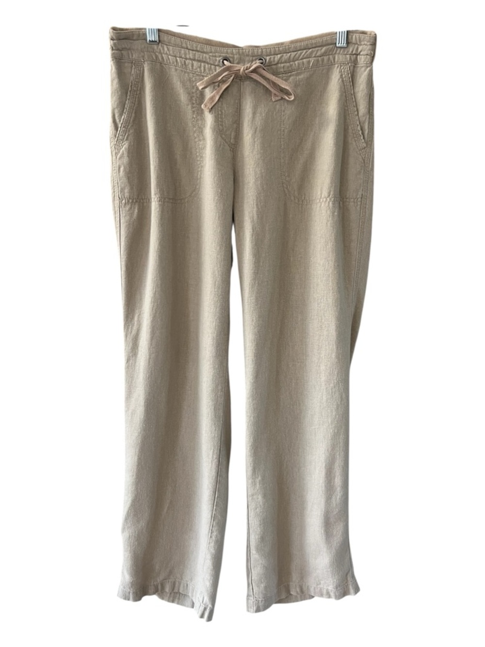 Per Se Khaki Wide Leg Linen Blend Pants size M women